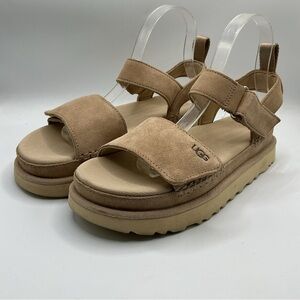 UGG Goldenstar “Sand” Suede Platform Stappy Slingback Sandals Sz. 8M #1136783